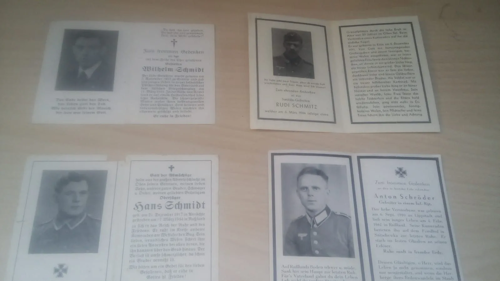 Duitse bidprentjes 4 stuks — WO2