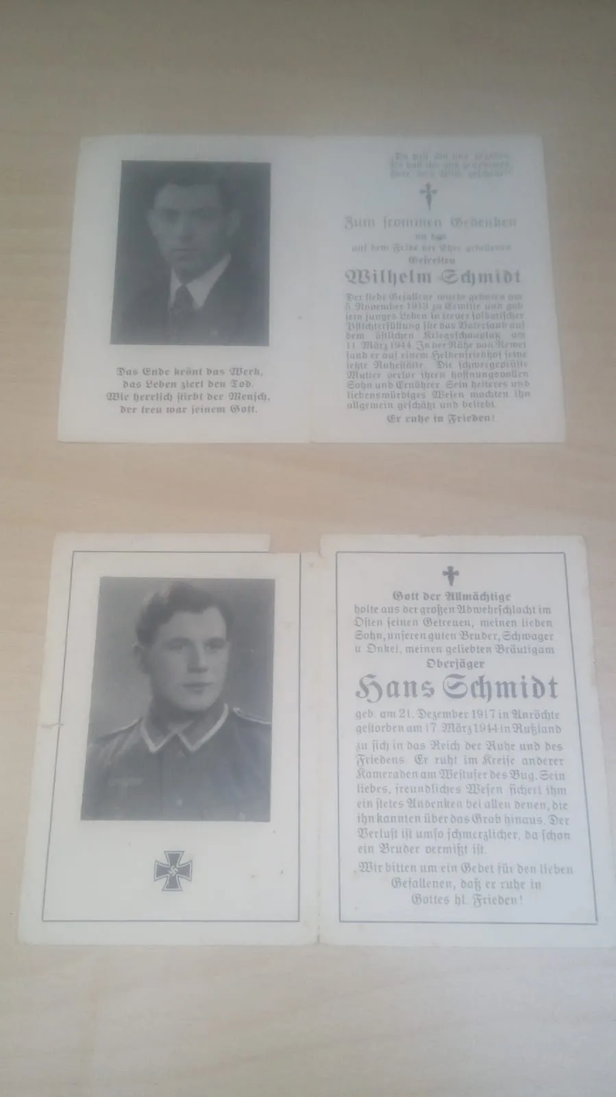 Duitse bidprentjes 4 stuks — Foto's & Documenten — WO2 (foto 2 van 4)