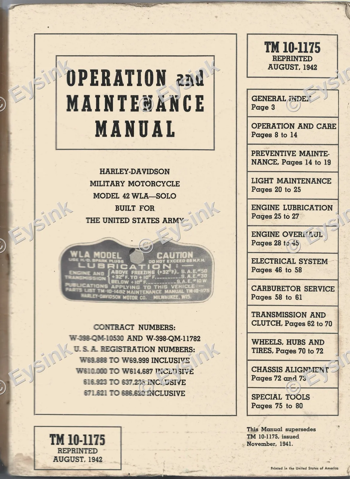 Harley Davidson WLA manual 1942 motorcycle motor — Boeken & Tijdschriften — WO2 (foto 2 van 4)