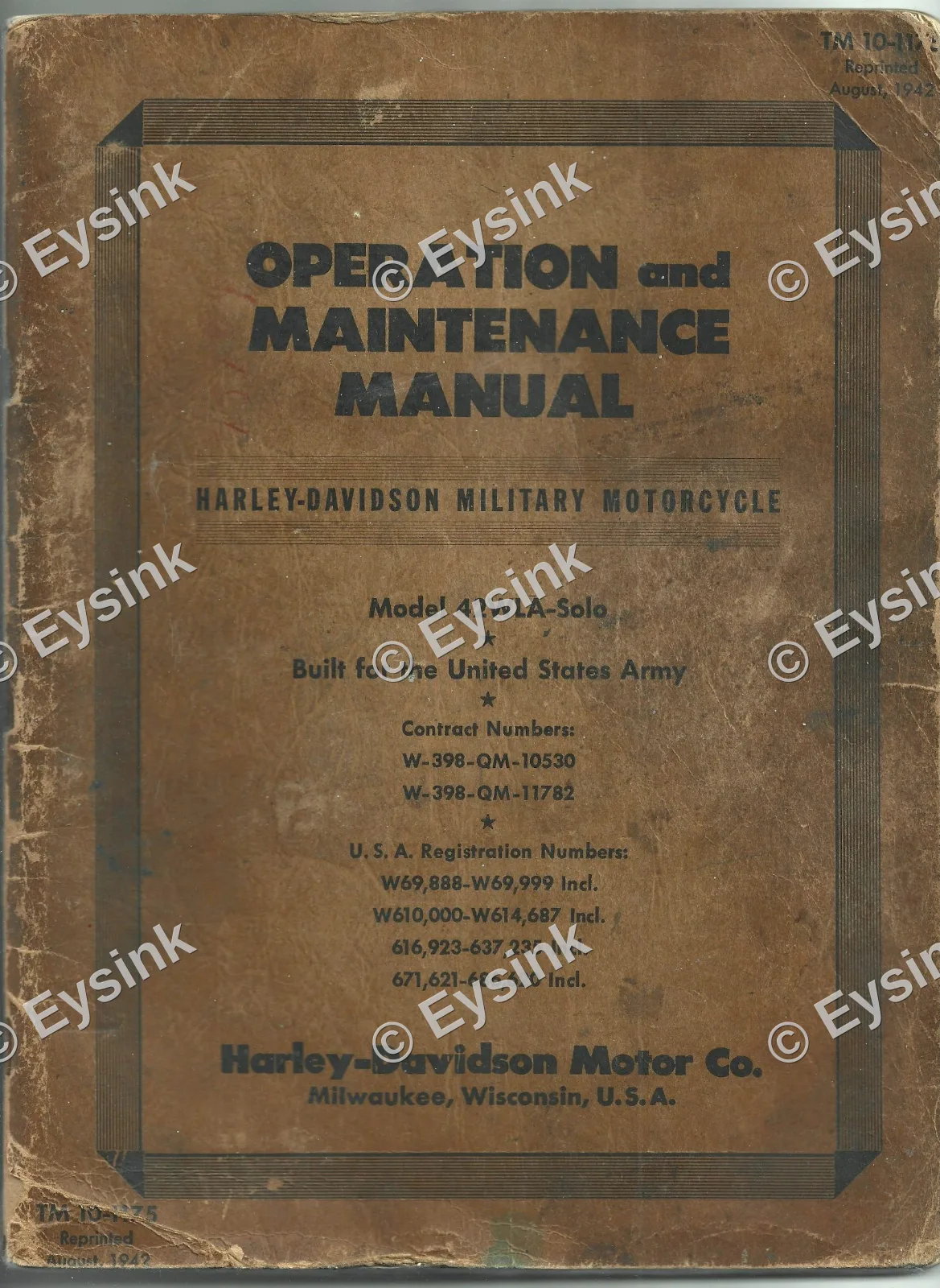 Harley Davidson WLA manual 1942 motorcycle motor — WO2
