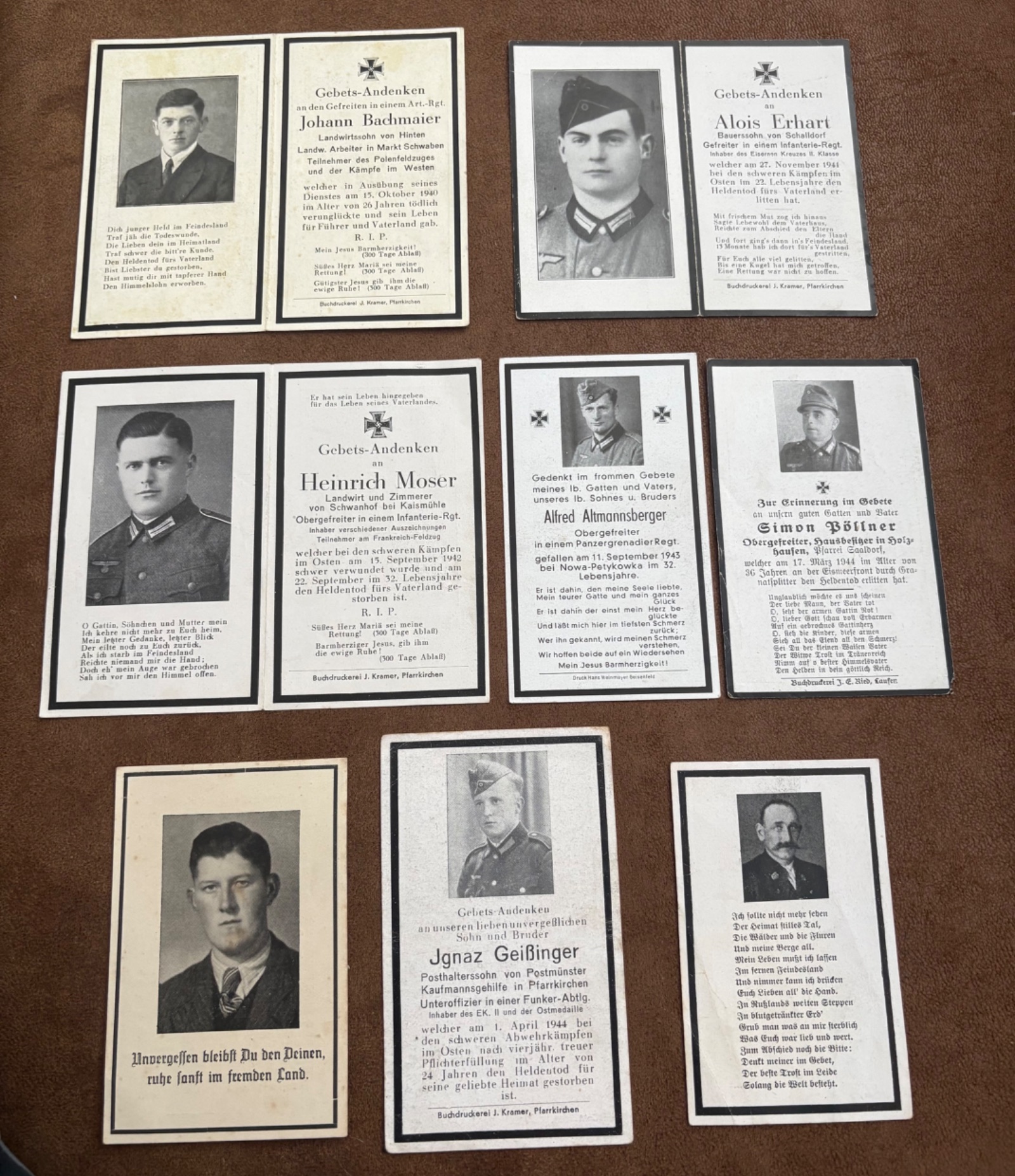 8 Duitse bidprentjes WW2