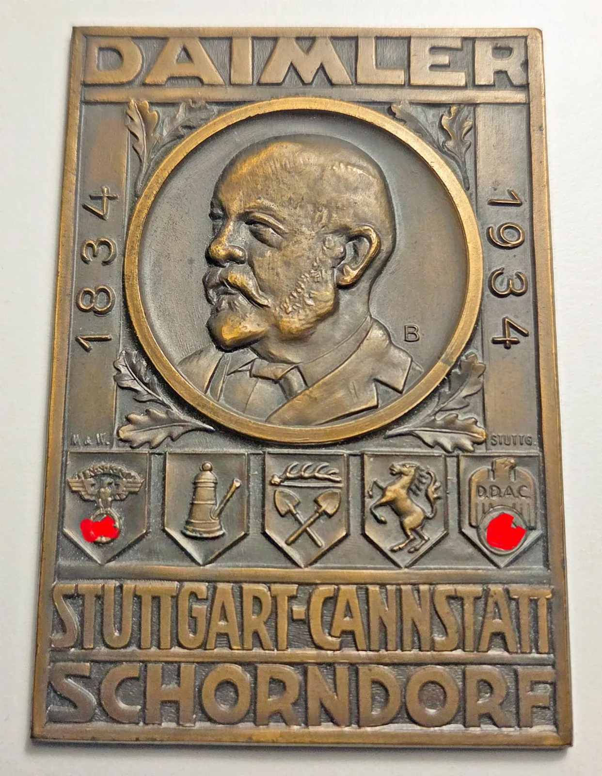 Herdenkingsplaquette Gottlieb Daimler (1834–1934) — WO2