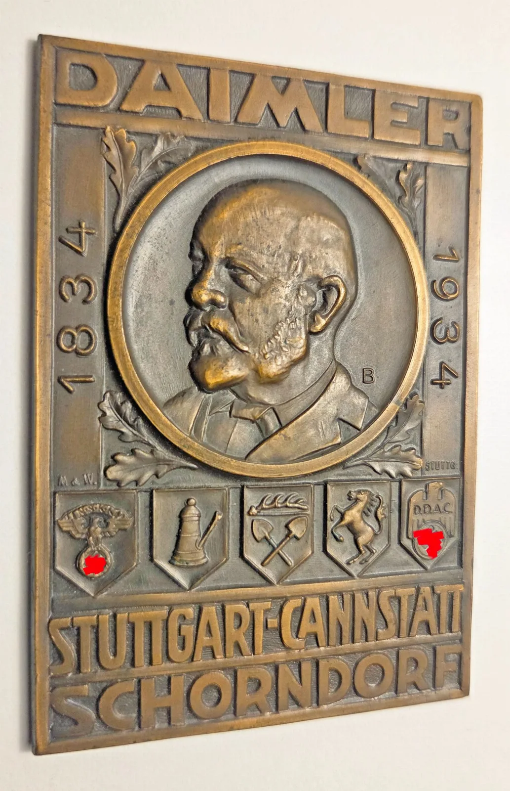 Herdenkingsplaquette Gottlieb Daimler (1834–1934) — Overige — WO2 (foto 3 van 4)