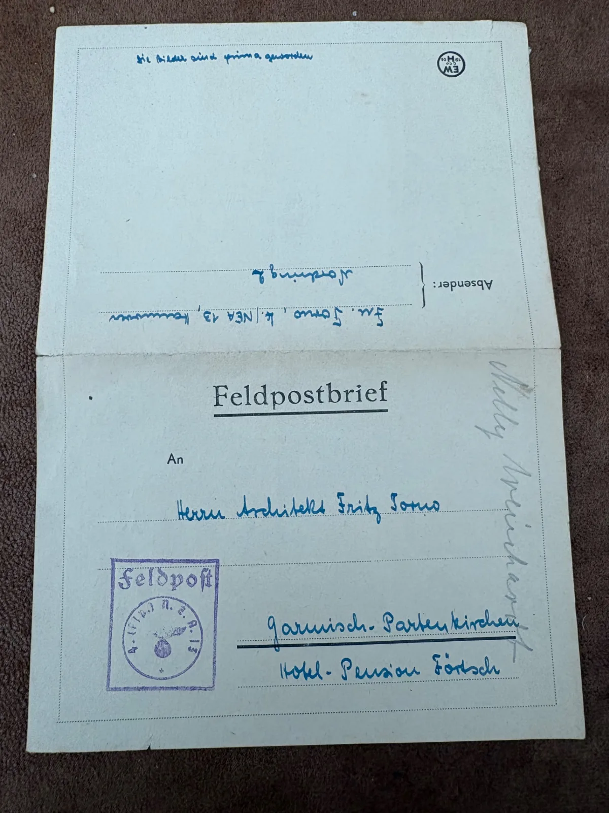 3 Duitse Feldpost brieven 1943-44 — Foto's & Documenten — WO2 (foto 3 van 5)