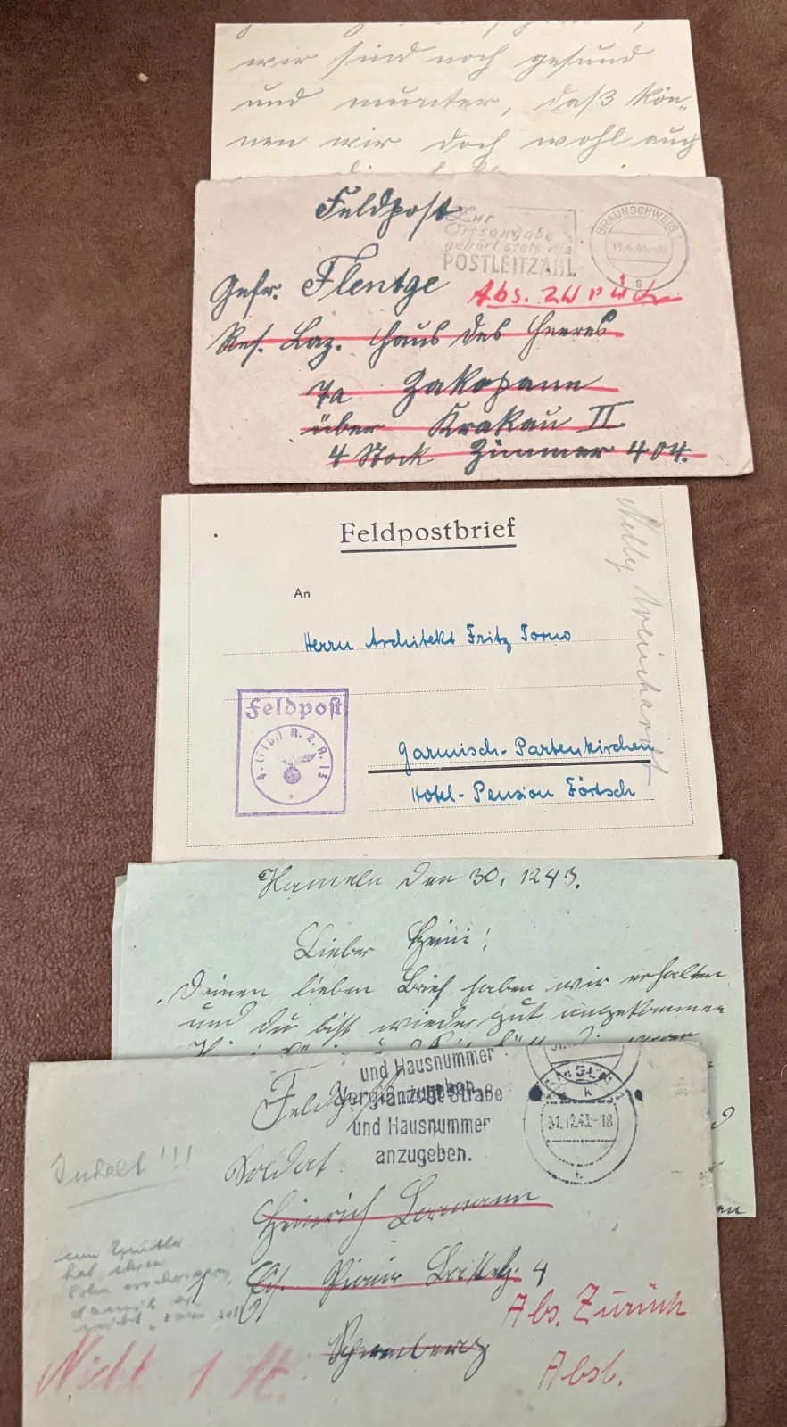 3 Duitse Feldpost brieven 1943-44 — WO2