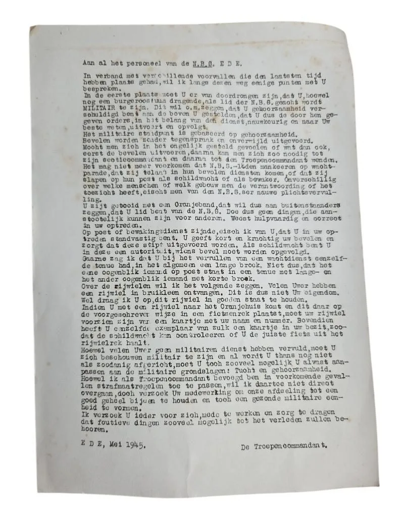 nederlandse ww2 nsb brief over ede in gebruikte staat — WO2