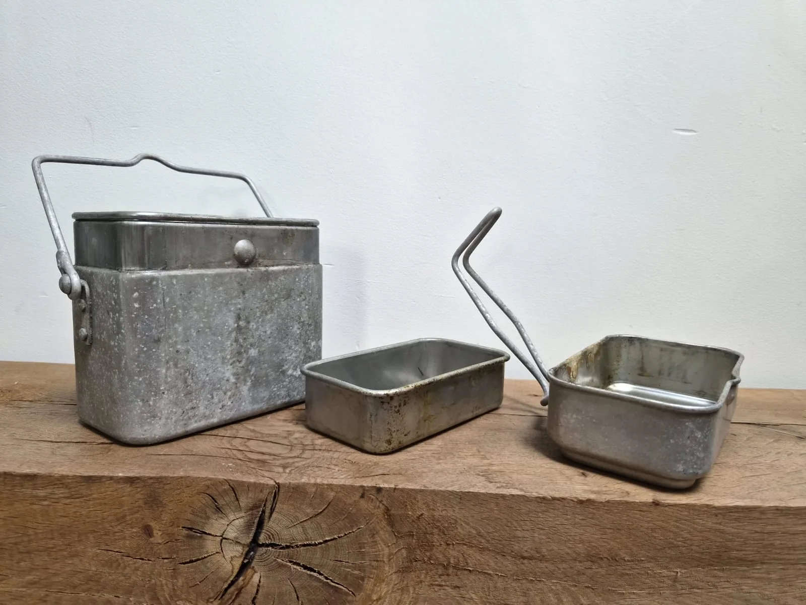 French M1935 Type Aluminium Mess Kit / Gamelle , AM Marked, Complete 3-Piece Set — Koreaanse-Oorlog