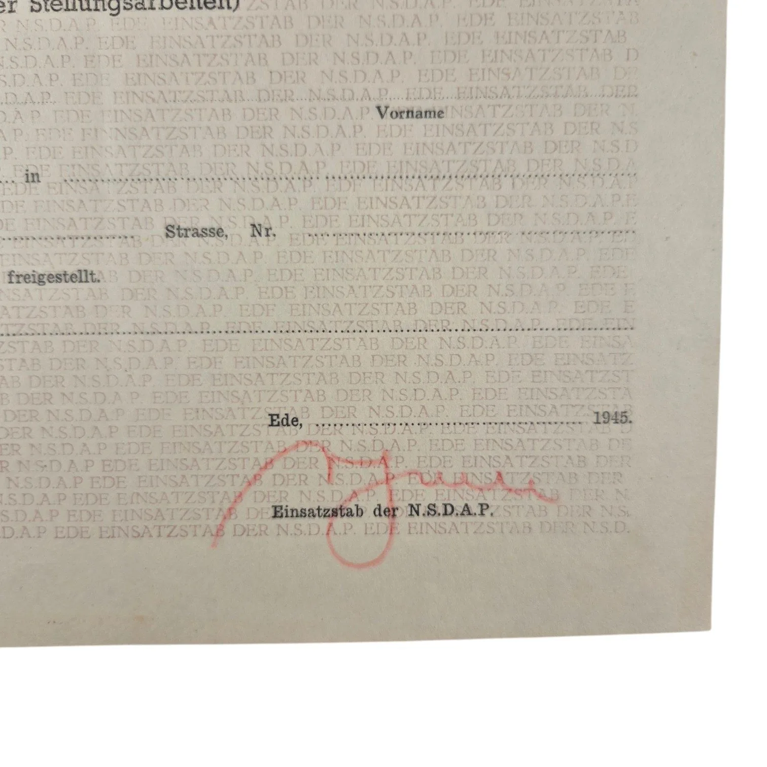 Ersatzausweis NSDAP Ede, 1945 — Foto's & Documenten — WO2 (foto 3 van 5)