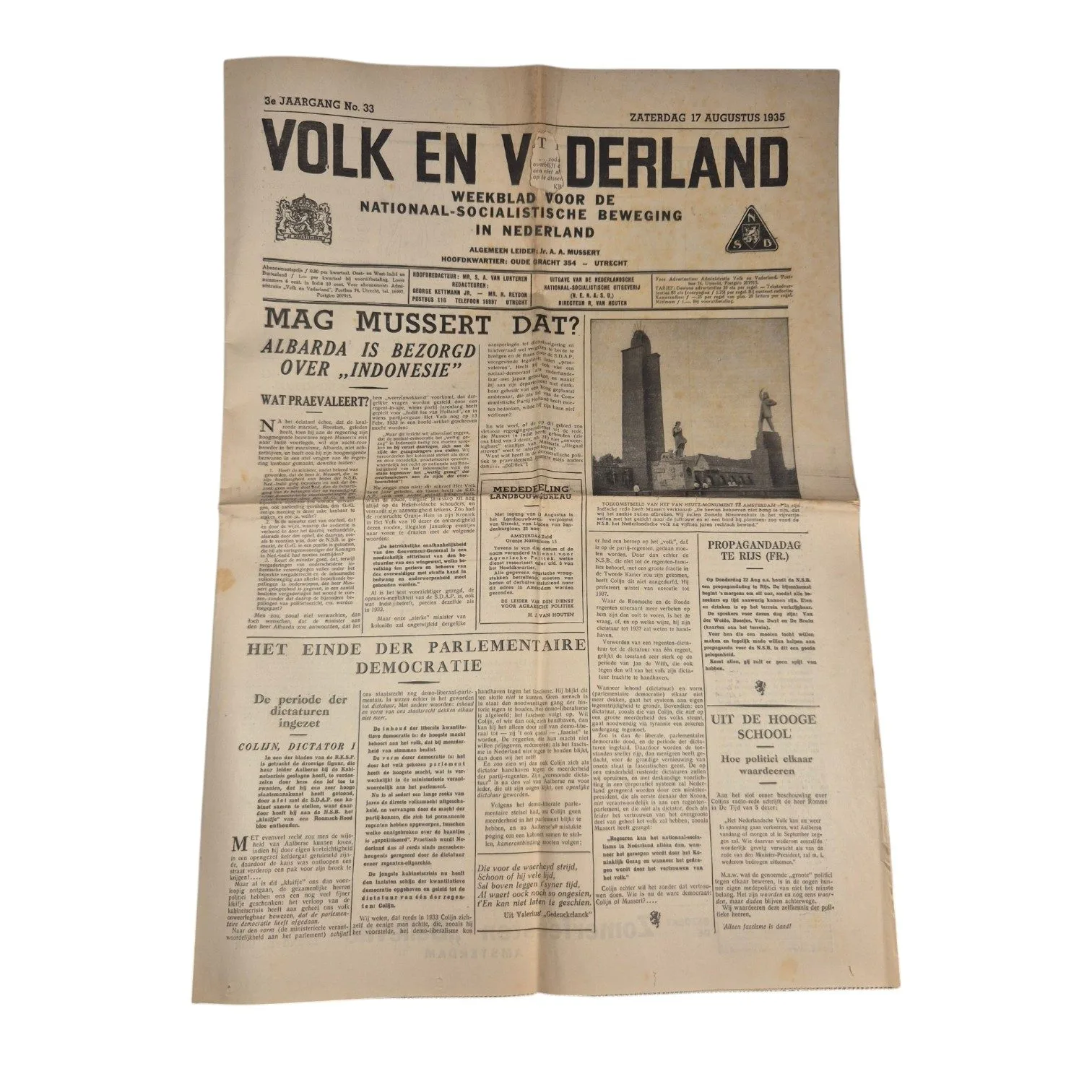 NSB Volk en Vaderland No.33, 1935 — WO2
