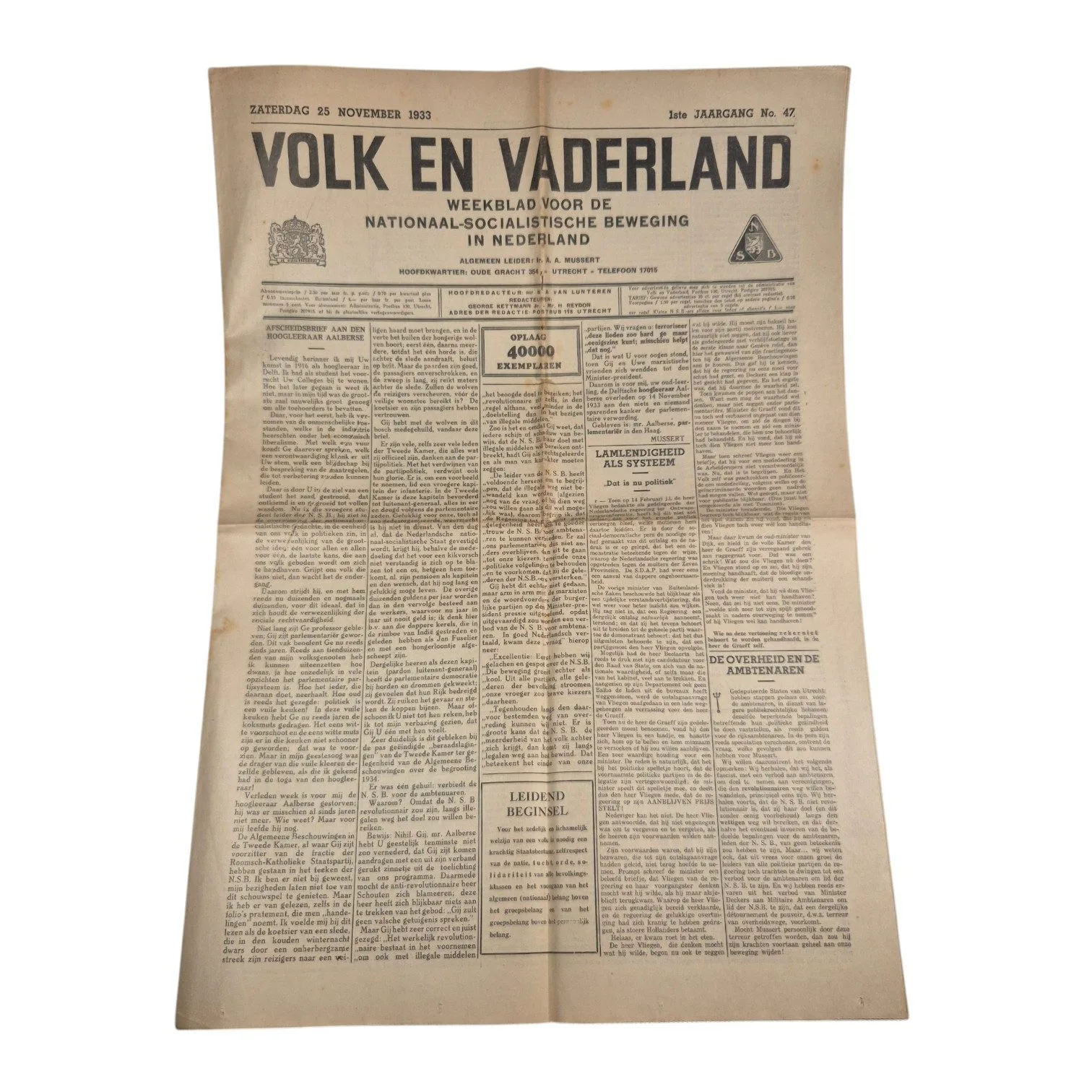 NSB Volk en Vaderland No.47, 1933 — WO2