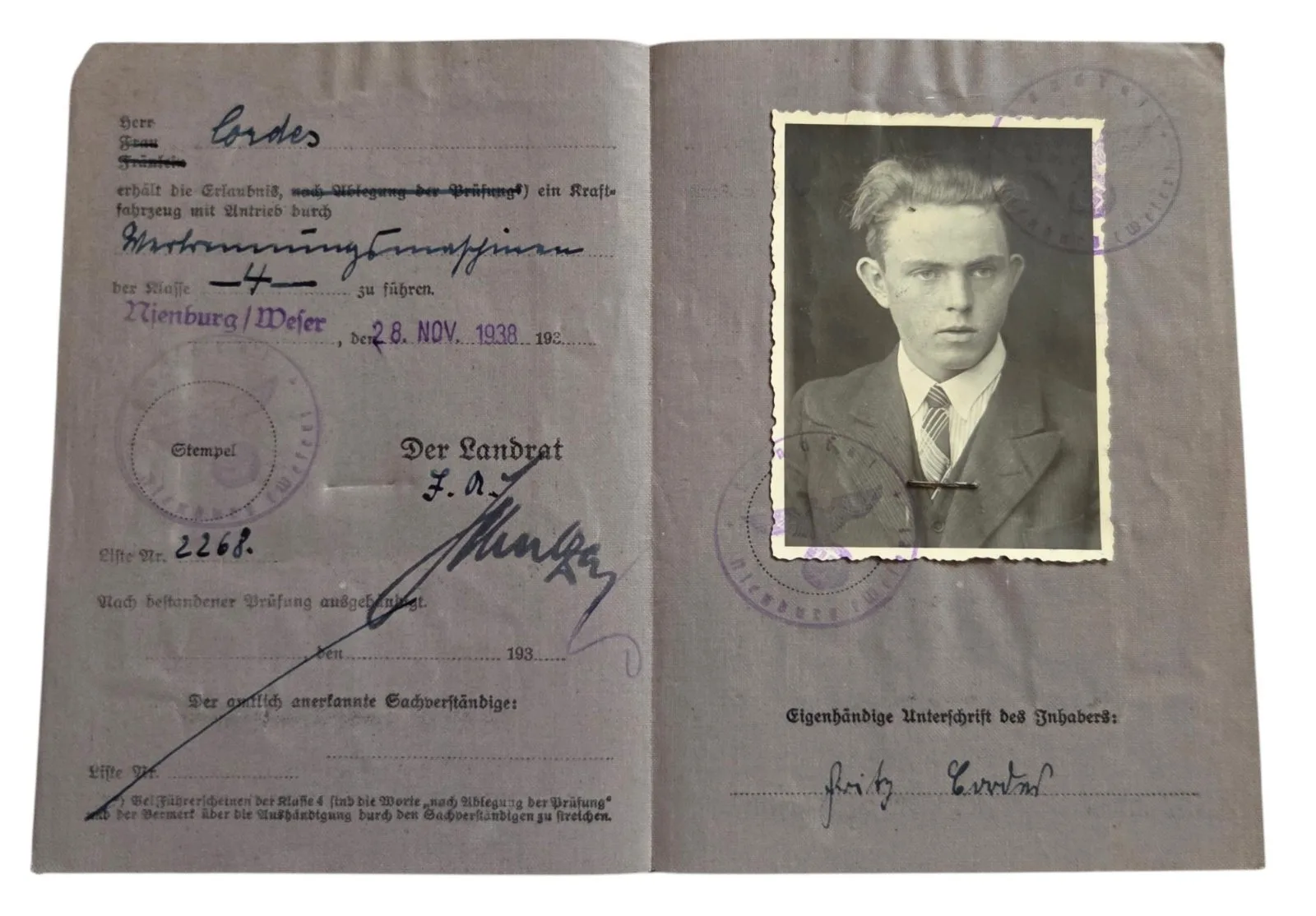 duitse ww2 rijbewijs in gebruikte staat — Foto's & Documenten — WO2 (foto 3 van 6)