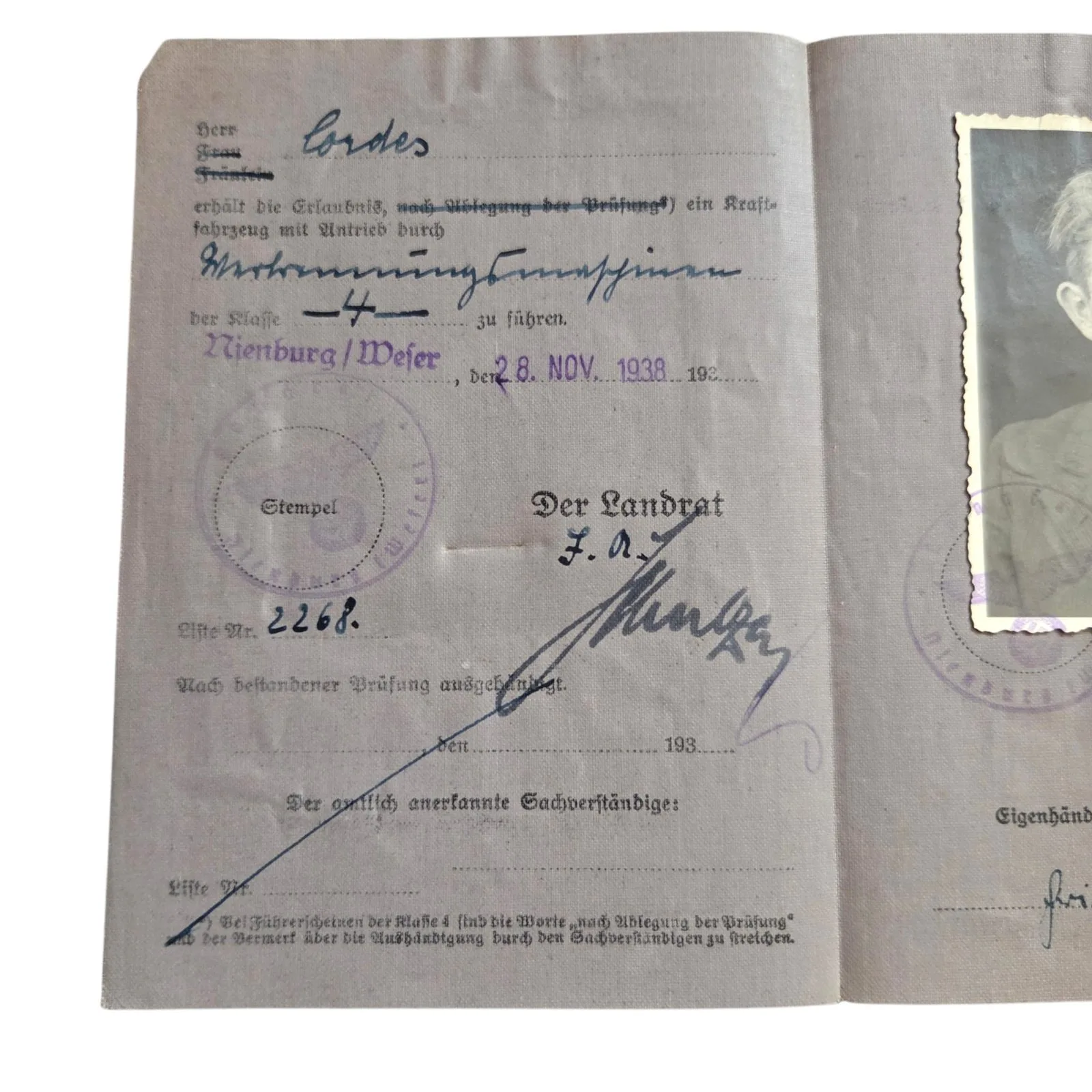 duitse ww2 rijbewijs in gebruikte staat — Foto's & Documenten — WO2 (foto 4 van 6)
