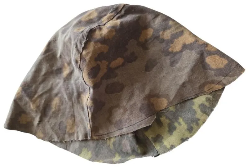 duitse prive aangemaakte soort helm cover in gebruikte staat — Helmen & Hoofddeksels — WO2 (foto 9 van 9)