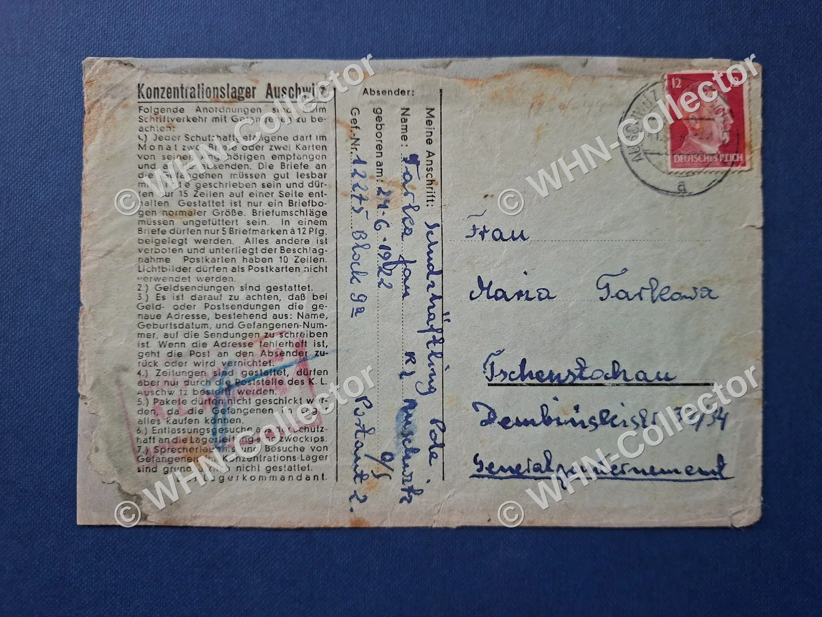 Brief enveloppe uit Kz. Auschwitz — WO2