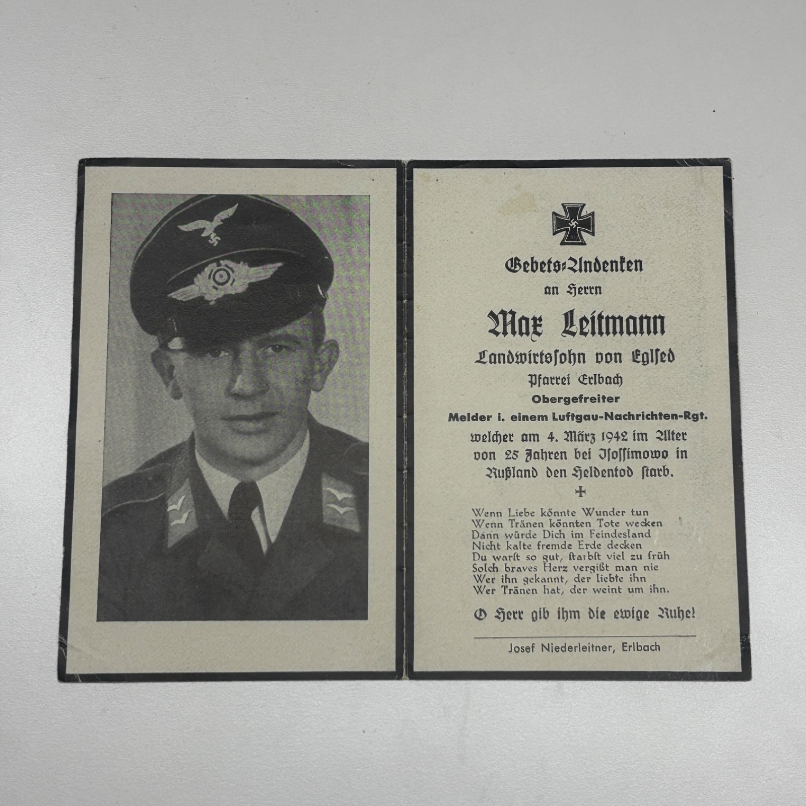 Luftwaffe bidprentje Obergefreiter