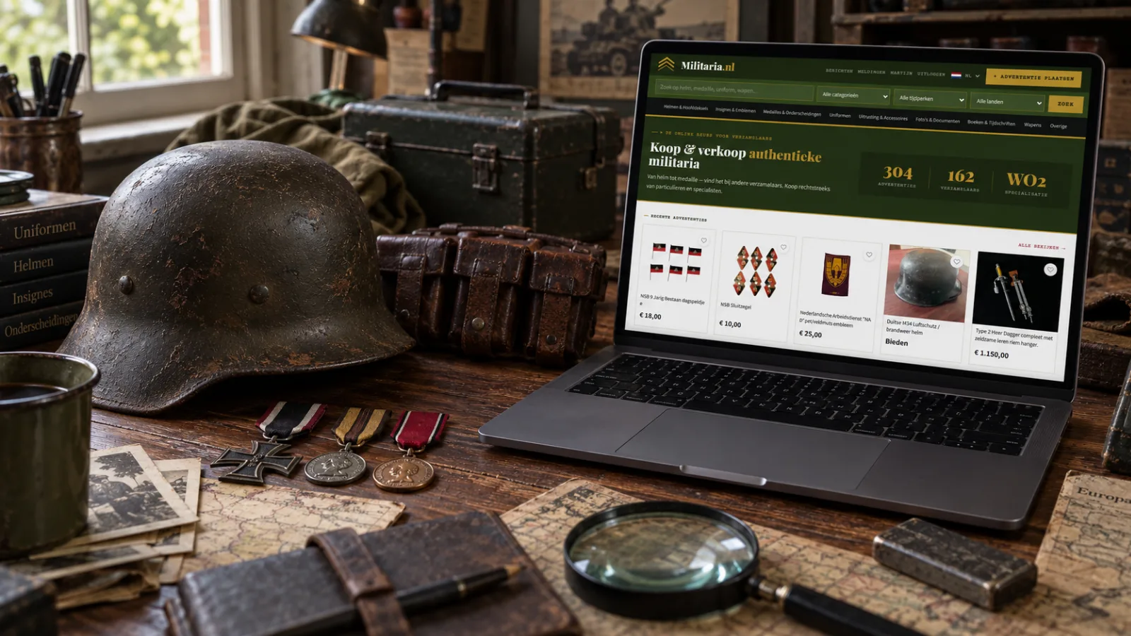 Bureau van een militaria verzamelaar